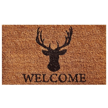 Calloway Mills 24 x 36 in. Deer Welcome Rectangular Doormat Natural & Black CA57195